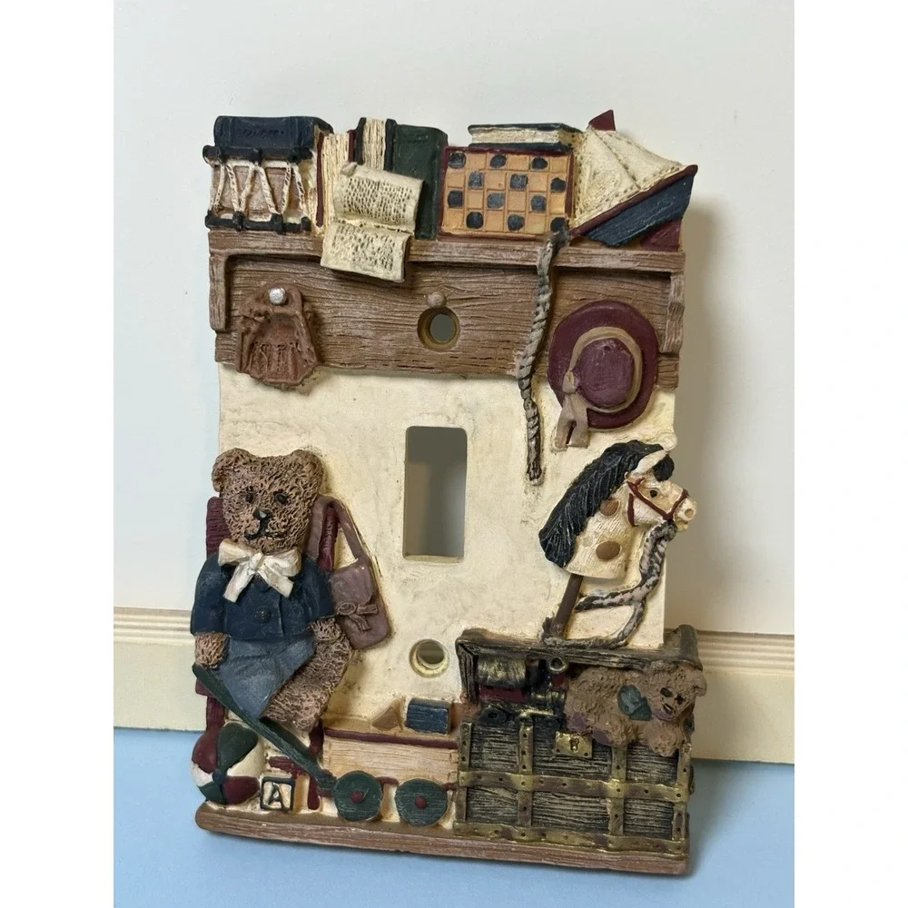 Vintage Teddy Bear Kids Toys Playroom 3D Light Switch Plate Wall Cover